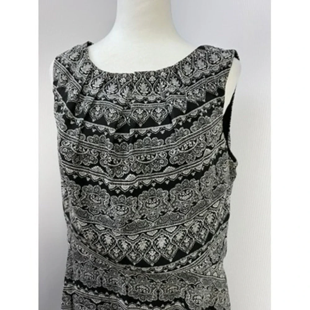 Ryan Michelle‎ Black White Paisley Print Sleeveless Dress Size 14 Career